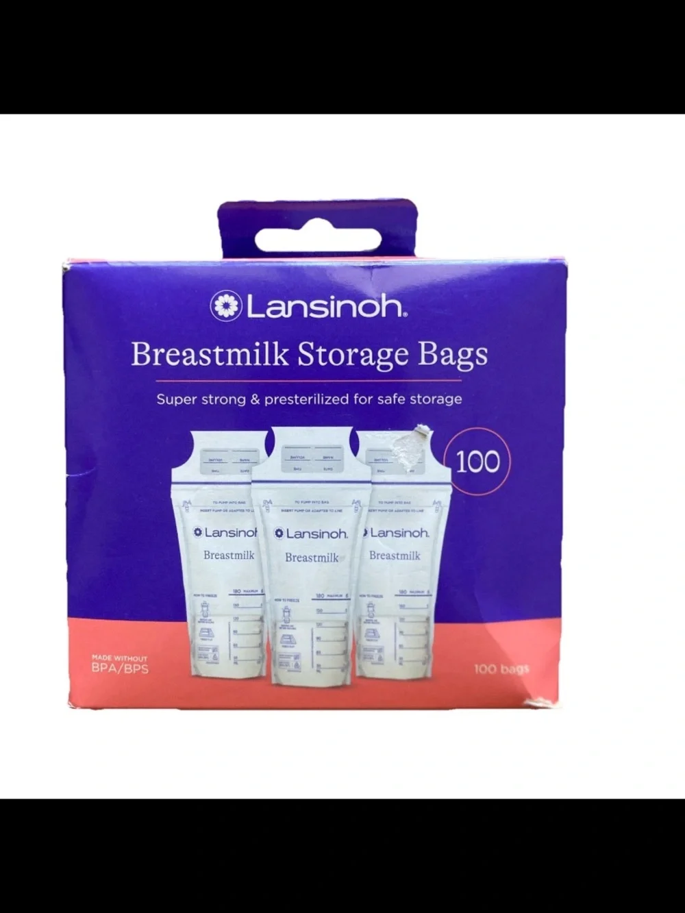 New Lansinoh Breastmilk Storage Container (60 Oz) BPA Free w Storage Bags 100 Ct